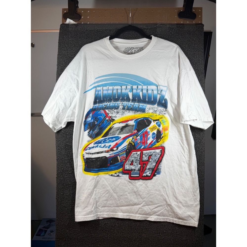 Amok Kidz Racing Team T-Shirt Mens XL White Graphic Car Tee 47